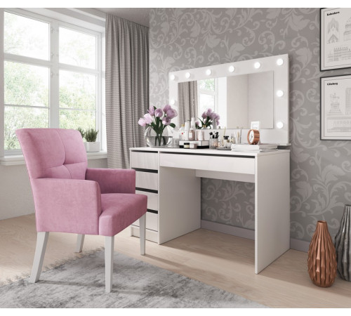 Стол туалетный письменный Perfect Home Ада/Ada 5S/120 с 5 ящиками Белый глянец (PFH-091306)