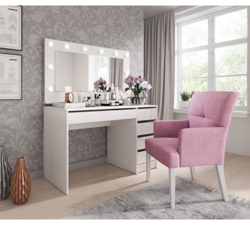 Стол туалетный письменный Perfect Home Ада/Ada 5S/120 с 5 ящиками Белый глянец (PFH-091306)