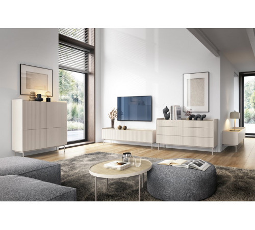 Тумба под телевизор Perfect Home Левел / Level 2-дверная 2D/153 Беж/дуб сканди (PFH-091158)
