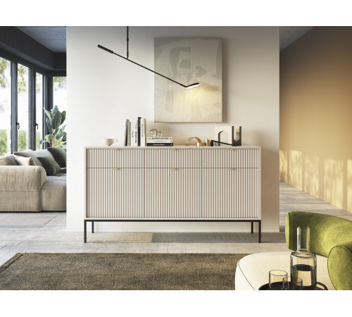 Комод Perfect Home Новая/Nova 3-дверный с 3 ящиками и черными ножками KSZ154 Кашемир (PFH-091244)