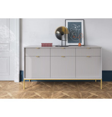 Комод Perfect Home Новая/Nova 3-дверный с 3 ящиками и золотыми ножками KSZ154 Серый (PFH-091243)