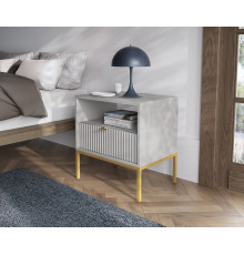 Тумба прикроватная Perfect Home Новая/Nova с 1 ящиком и золотыми ножками S54 Серый (PFH-091257)