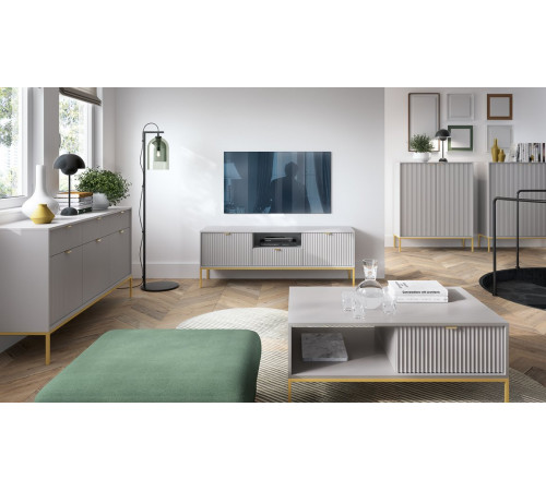 Комод Perfect Home Новая/Nova 3-дверный с 3 ящиками и золотыми ножками KSZ154 Серый (PFH-091243)