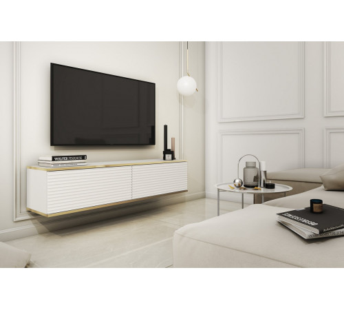 Тумба под телевизор навесная Perfect Home Оро/Oro 2-дверная RTV135 MDF Белый (PFH-091354)
