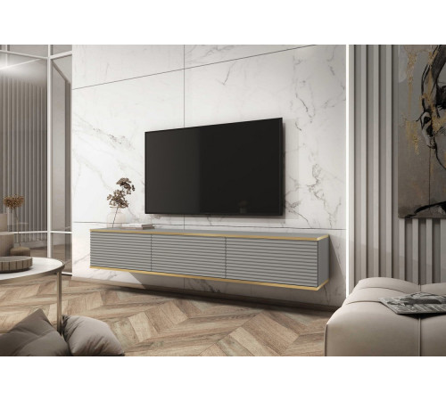 Тумба под телевизор навесная Perfect Home Оро/Oro 3-дверная RTV175 MDF Серый (PFH-091365)