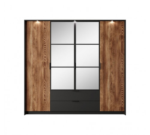 Шкаф для одежды Perfect Home Милтон / Milton 4-дверный с зеркалом 4D2S/220 Каштан/антрацит (PFH-091085)