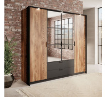 Шкаф для одежды Perfect Home Милтон / Milton 4-дверный с зеркалом 4D2S/220 Каштан/антрацит (PFH-091085)