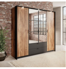 Шкаф для одежды Perfect Home Милтон / Milton 4-дверный с зеркалом 4D2S/220 Каштан/антрацит (PFH-091085)