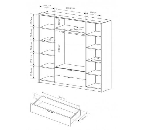 Шкаф для одежды Perfect Home Милтон / Milton 4-дверный с зеркалом 4D2S/220 Каштан/антрацит (PFH-091085)