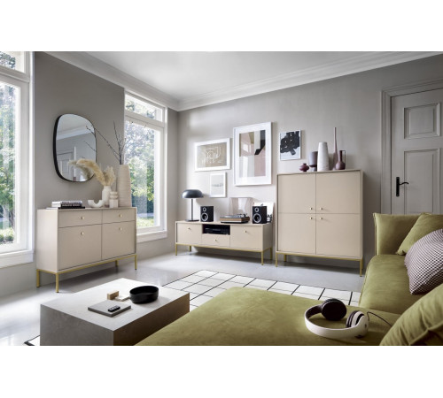 Стол журнальный Perfect Home Моно/Mono с 2 ящиками и золотыми ножками ML104 Беж песочный (PFH-091211)