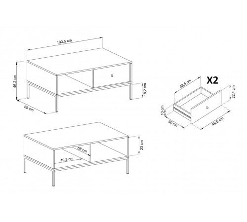 Стол журнальный Perfect Home Моно/Mono с 2 ящиками и золотыми ножками ML104 Беж песочный (PFH-091211)