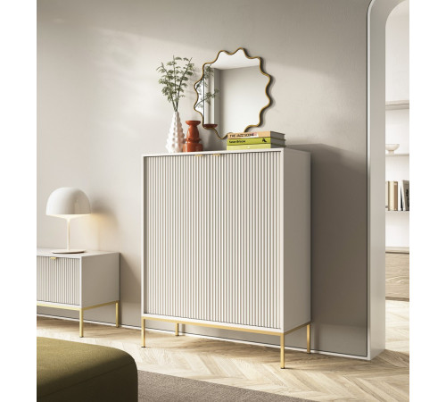 Комод высокий Perfect Home Новая/Nova 2-дверный с золотыми ножками K104 Кашемир (PFH-091237)