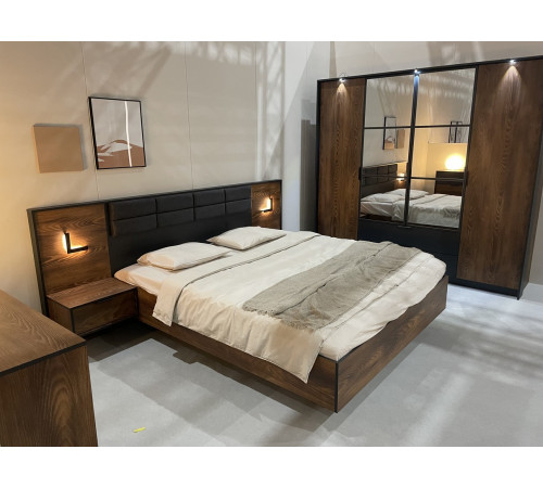 Шкаф для одежды Perfect Home Милтон / Milton 4-дверный с зеркалом 4D2S/220 Каштан/антрацит (PFH-091085)