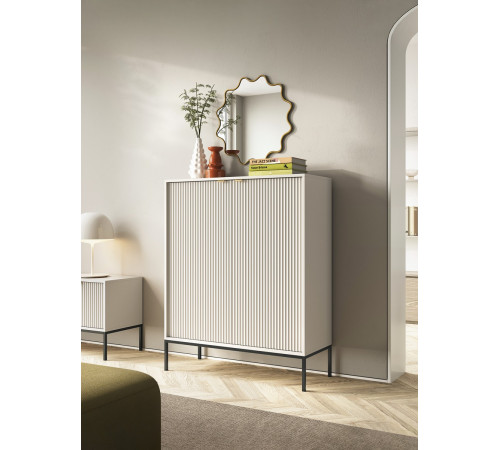 Комод высокий Perfect Home Новая/Nova 2-дверный с черными ножками K104 Кашемир (PFH-091236)