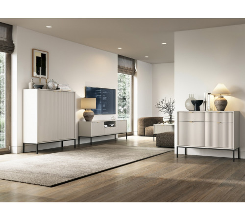 Комод высокий Perfect Home Новая/Nova 2-дверный с черными ножками K104 Кашемир (PFH-091236)
