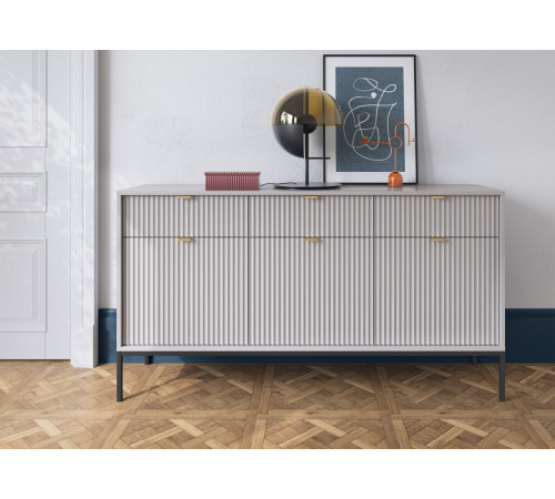 Комод Perfect Home Новая/Nova 3-дверный с 3 ящиками и черными ножками KSZ154 Серый (PFH-091242)