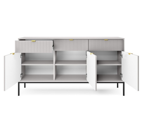 Комод Perfect Home Новая/Nova 3-дверный с 3 ящиками и черными ножками KSZ154 Серый (PFH-091242)