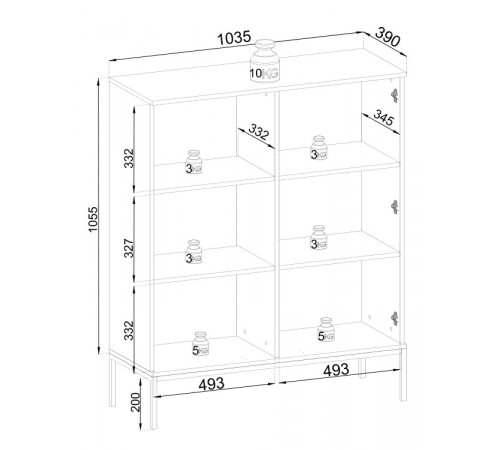 Витрина низкая с подсветкой Perfect Home Сенто / Sento WT104 2-дверная Черный/дуб один (PFH-091490)