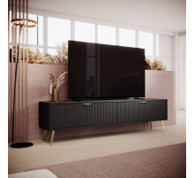 Тумба под телевизор Perfect Home Ланте/Lante 2-дверная с золотыми ножками 2D/200 Черный (PFH-091193)