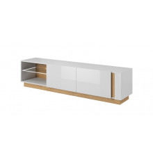 Тумба под телевизор Perfect Home Арко/Arco 2-дверная 2D/187 Белый глянец/дуб грандсон (PFH-091037)