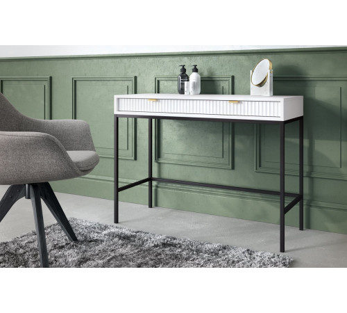 Стол туалетный Perfect Home Новая/Nova с 2 ящиками и черными ножками T104 Белый (PFH-091266)