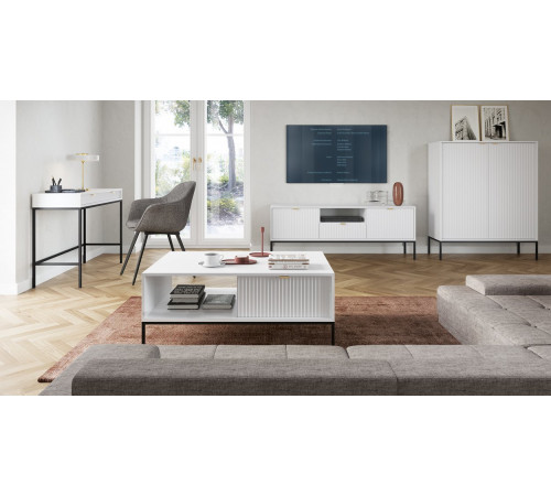 Стол туалетный Perfect Home Новая/Nova с 2 ящиками и черными ножками T104 Белый (PFH-091266)