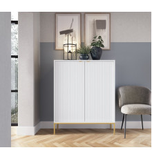 Комод высокий Perfect Home Новая/Nova 2-дверный с золотыми ножками K104 Белый (PFH-091233)