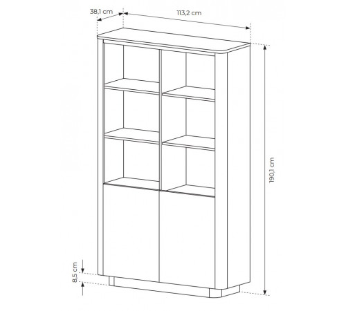 Стеллаж Perfect Home Торро / Torro 2D/113 2-дверный Дуб кремона/черный (PFH-091413)