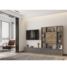Стенка в гостиную Doros Капри Дуб Эвок/Графит 240х33х153 (DRS-011980)