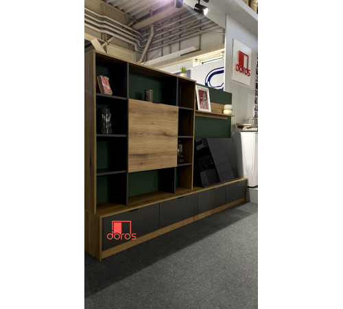 Стенка в гостиную Doros Капри Дуб Эвок/Графит 240х33х153 (DRS-011980)