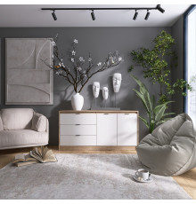 Большой комод с дверями и 3-мя ящиками Эверест Сити-1500 150,2х38х74,6 Дуб сонома/Белый (DTM-071102)