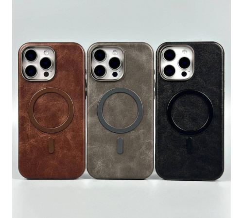Накладка Leather Magnetic Case with Metal Frame iPhone 13 Pro Max