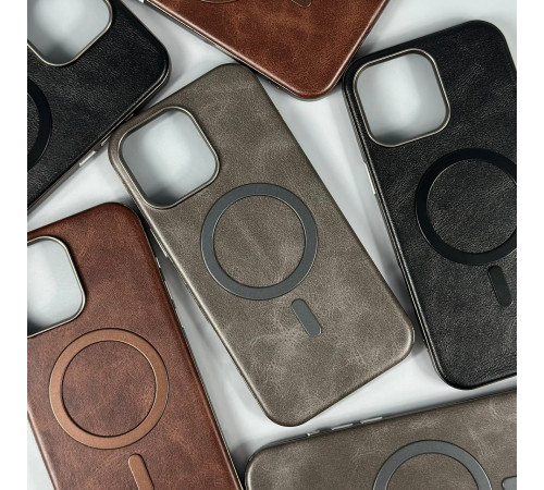 Накладка Leather Magnetic Case with Metal Frame iPhone 13 Pro Max