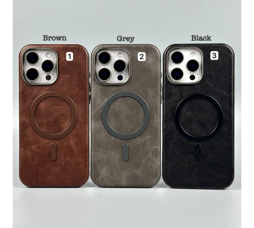 Накладка Leather Magnetic Case with Metal Frame iPhone 13 Pro Max