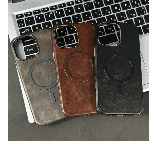 Накладка Leather Magnetic Case with Metal Frame iPhone 13 Pro Max