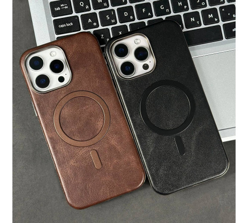 Накладка Leather Magnetic Case with Metal Frame iPhone 13 Pro Max