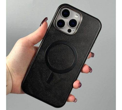 Накладка Leather Magnetic Case with Metal Frame iPhone 13 Pro Max