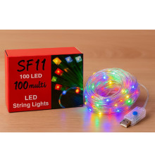 Гірлянда прозорий провід 100LED від USB на 10 метрів SF-11 код 2825 (100)