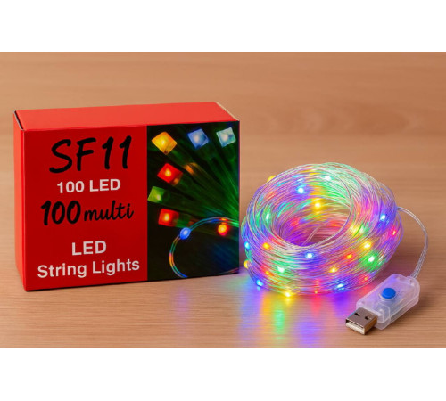 Гирлянда прозрачный провод 100LED от USB на 10 метров   SF-11   код 2825  (100)