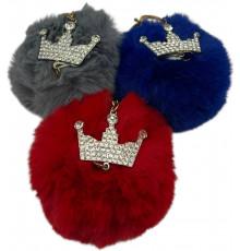 SM2537 Брелок Шамбола, Корона, хутро.