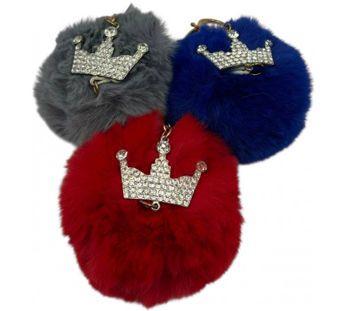 SM2537 Брелок Шамбола, Корона, хутро.