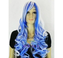 SM605 Перука блакитна+біла