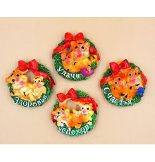 TA3904 Магніт, Тигренята з Вінком, 5, * 5см, кераміка.