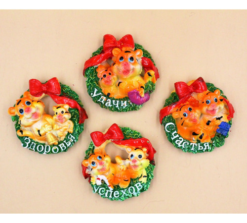 TA3904 Магніт, Тигренята з Вінком, 5, * 5см, кераміка.