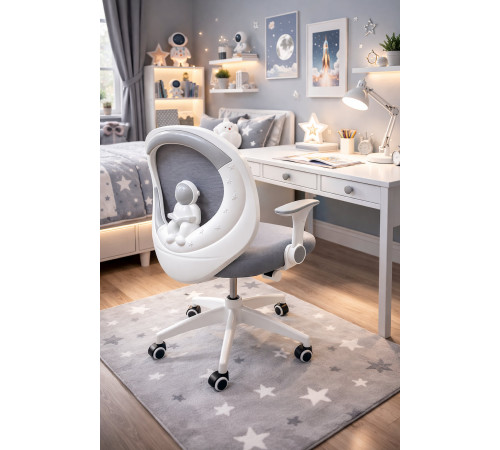 Кресло вращающееся детское с подставкой для ног PERFECT KIDS ASTRONAUT GRAY Perfect Home Серый (PFH-092113)