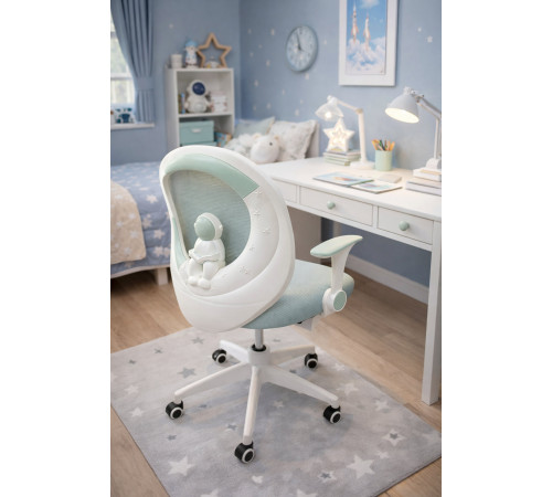 Кресло вращающееся детское с подставкой для ног PERFECT KIDS ASTRONAUT GREEN Perfect Home Зеленый (PFH-092114)
