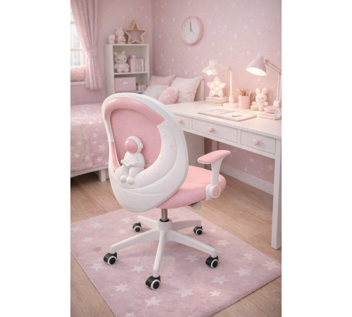 Кресло вращающееся детское с подставкой для ног PERFECT KIDS ASTRONAUT PINK Perfect Home Розовый (PFH-092115)