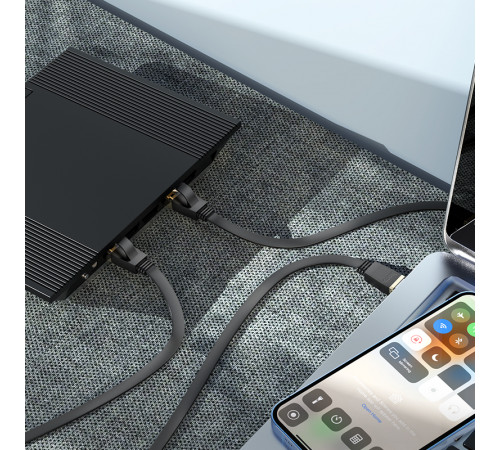 Кабель мережевий патч-корд для інтернету Hoco US07 General pure copper flat network cable 5m