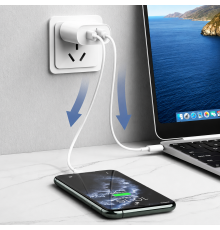 Мережевий зарядний пристрій з кабелем REMAX Jane Series. GaN Fast Charger set c-l EU-White ( )