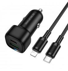 Автомобільний зарядний пристрій BOROFONE Cloud ) car charger set(C to iP) Black ( )
